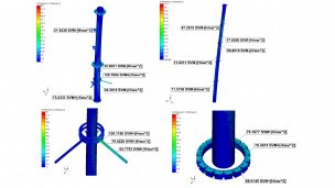 Распределение приведённых напряжений в наружной вентиляционной трубе для сочетания НУЭ