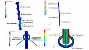 Распределение приведённых напряжений в наружной вентиляционной трубе для сочетания МРЗ