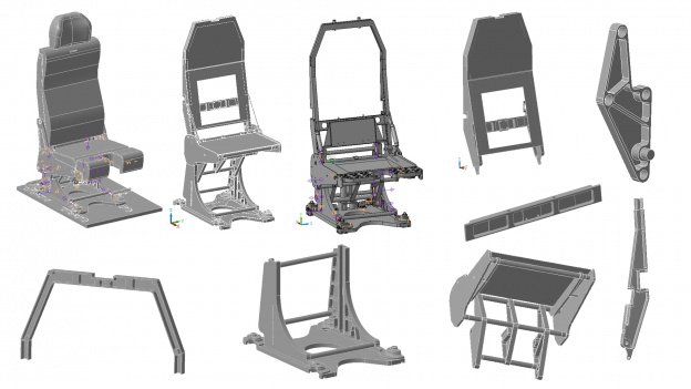 Геометрия расчетной 3D модели и элементы кресла