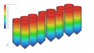 Эпюры распределения нормального давления на стенки шламбассейна для загружения «Гидростатическая нагрузка»